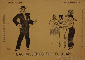 Postales: TEATRO APOLO DE VALENCIA OBRA LAS MUJERES DE DON JUAN - ILUSTRADA SIN CIRCULAR Y DORSO DIVIDIDO